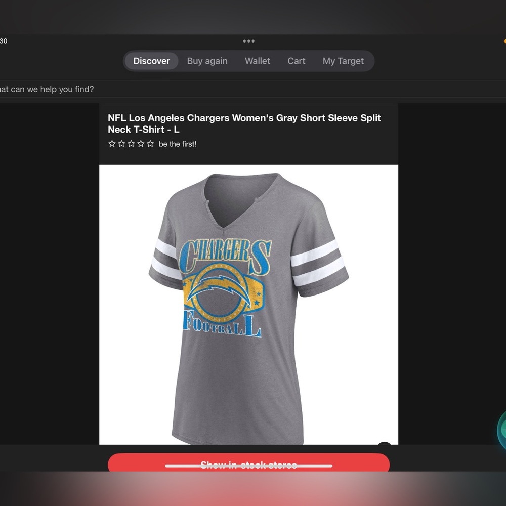 Women’s Los Angeles Chargers Gray Split Neck T-Shirt